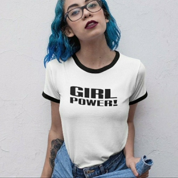 Girl Power Ringer Tee 90s Y2k Vintage Style - Picture 3 of 8